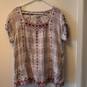 Johnny Was Multicolor Embroidered Blouse